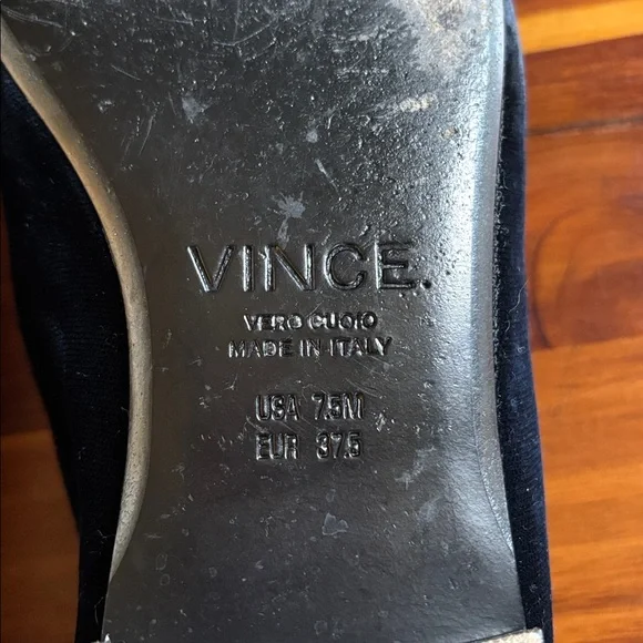 VINCE Luxurious Midnight Blue Velvet Leather Loafers Made in Italy - Picture 4 of 4